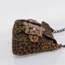 FENDI Chain Mamma Baguette Shoulder Bag Canvas Beige Auth 205882SAM-4