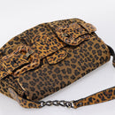 FENDI Chain Mamma Baguette Shoulder Bag Canvas Beige Auth 205882SAM-6