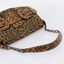 FENDI Chain Mamma Baguette Shoulder Bag Canvas Beige Auth 205882SAM-7