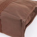 HERMES Her Line MM Hand Bag Canvas Brown Silver Auth 205885A-10