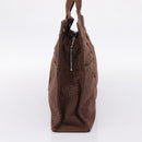 HERMES Her Line MM Hand Bag Canvas Brown Silver Auth 205885A-5