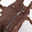 HERMES Her Line MM Hand Bag Canvas Brown Silver Auth 205885A-6