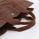 HERMES Her Line MM Hand Bag Canvas Brown Silver Auth 205885A-7