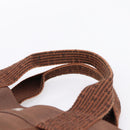 HERMES Her Line MM Hand Bag Canvas Brown Silver Auth 205885A-8