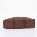 HERMES Her Line MM Hand Bag Canvas Brown Silver Auth 205885A-9
