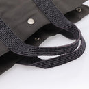HERMES Her Line MM Hand Bag Canvas Gray Silver Auth 205886A-7