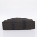 HERMES Her Line MM Hand Bag Canvas Gray Silver Auth 205886A-9