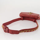 CHANEL Matelasse Waist Bag Leather Red Gold Tone CC Auth 205887-9