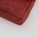 CHANEL Matelasse Waist Bag Leather Red Gold Tone CC Auth 205887-20