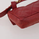 CHANEL Matelasse Waist Bag Leather Red Gold Tone CC Auth 205887-21