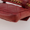 CHANEL Matelasse Waist Bag Leather Red Gold Tone CC Auth 205887-22