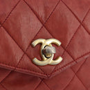 CHANEL Matelasse Waist Bag Leather Red Gold Tone CC Auth 205887-23