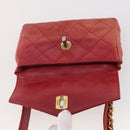 CHANEL Matelasse Waist Bag Leather Red Gold Tone CC Auth 205887-10
