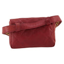 CHANEL Matelasse Waist Bag Leather Red Gold Tone CC Auth 205887-2