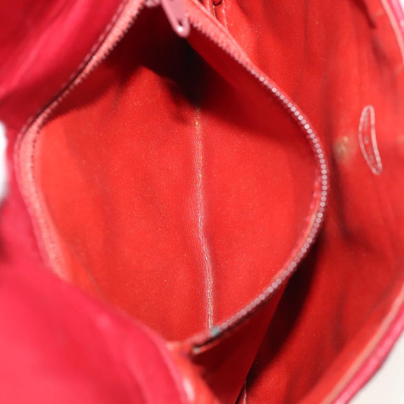 CHANEL Matelasse Waist Bag Leather Red Gold Tone CC Auth 205887