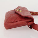 CHANEL Matelasse Waist Bag Leather Red Gold Tone CC Auth 205887-4
