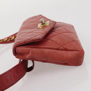 CHANEL Matelasse Waist Bag Leather Red Gold Tone CC Auth 205887-6