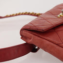CHANEL Matelasse Waist Bag Leather Red Gold Tone CC Auth 205887-7