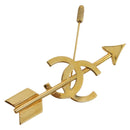 CHANEL COCO Mark Brooch Metal Gold Tone CC Auth 205891M-1
