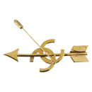 CHANEL COCO Mark Brooch Metal Gold Tone CC Auth 205891M-4