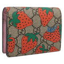 GUCCI GG Supreme Compact Wallet PVC Beige Red 573839 Auth 205892A-1