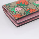 GUCCI GG Supreme Compact Wallet PVC Beige Red 573839 Auth 205892A-11