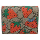 GUCCI GG Supreme Compact Wallet PVC Beige Red 573839 Auth 205892A-2