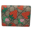 GUCCI GG Supreme Compact Wallet PVC Beige Red 573839 Auth 205892A-3