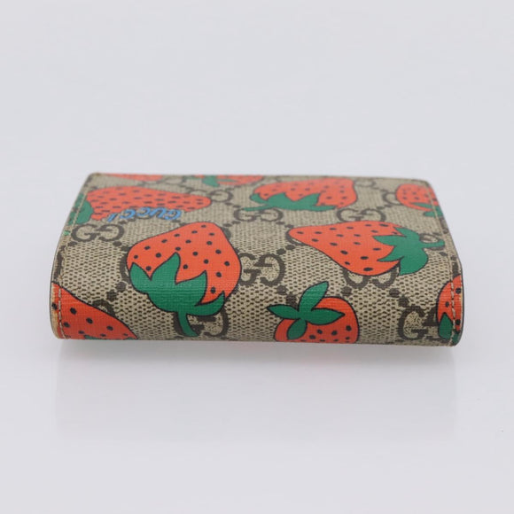 GUCCI GG Supreme Compact Wallet PVC Beige Red 573839 Auth 205892A