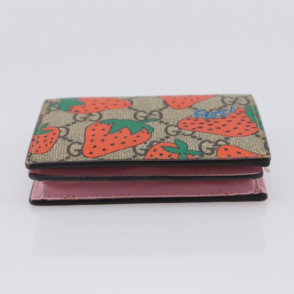GUCCI GG Supreme Compact Wallet PVC Beige Red 573839 Auth 205892A