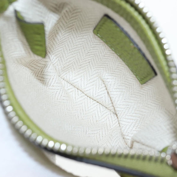 GUCCI Web Sherry Line Mini Shoulder Bag Leather Green Silver 821831 Auth 205895V