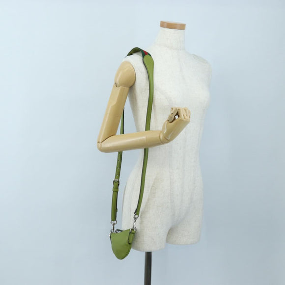 GUCCI Web Sherry Line Mini Shoulder Bag Leather Green Silver 821831 Auth 205895V