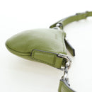 GUCCI Web Sherry Line Mini Shoulder Bag Leather Green Silver 821831 Auth 205895V-3