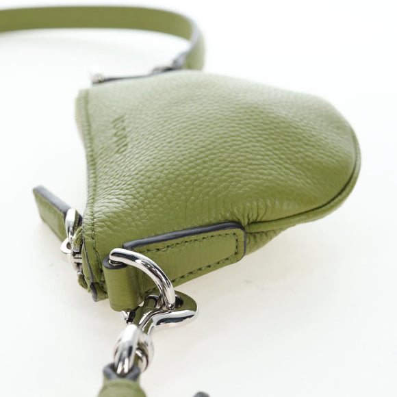 GUCCI Web Sherry Line Mini Shoulder Bag Leather Green Silver 821831 Auth 205895V