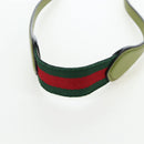 GUCCI Web Sherry Line Mini Shoulder Bag Leather Green Silver 821831 Auth 205895V-8