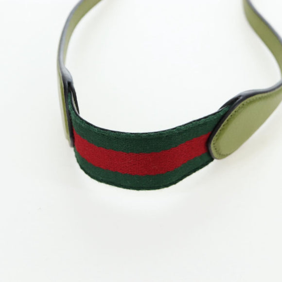 GUCCI Web Sherry Line Mini Shoulder Bag Leather Green Silver 821831 Auth 205895V