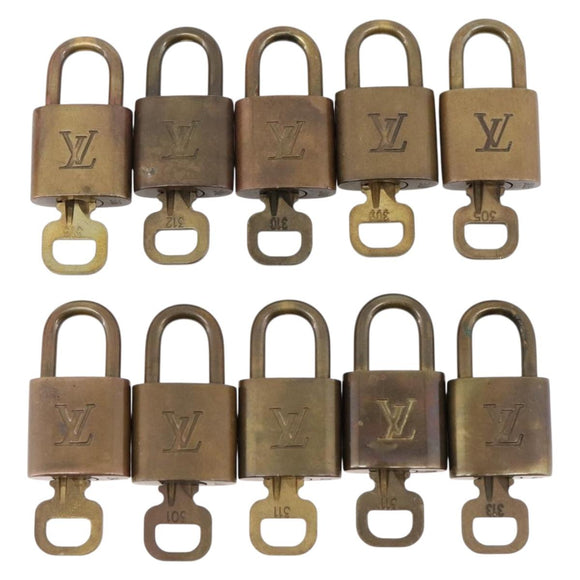 LOUIS VUITTON Padlock Metal 10 Set Gold Tone LV Auth 205897