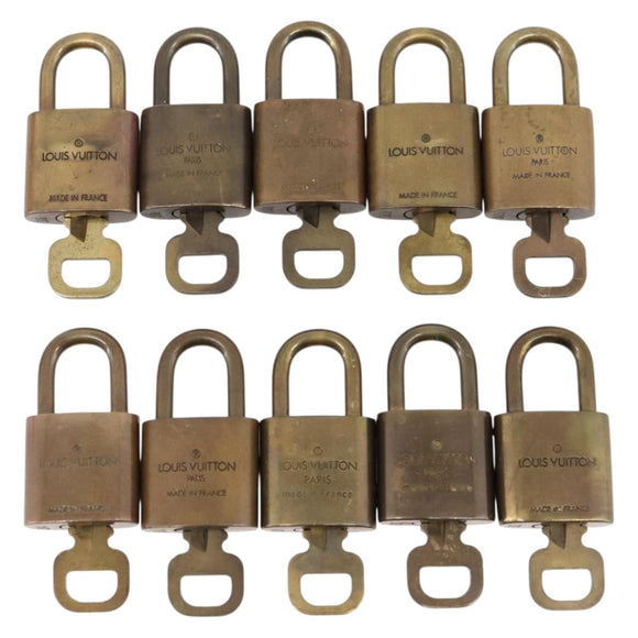 LOUIS VUITTON Padlock Metal 10 Set Gold Tone LV Auth 205897