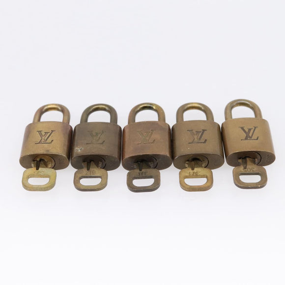 LOUIS VUITTON Padlock Metal 10 Set Gold Tone LV Auth 205897