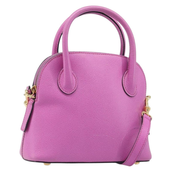 CELINE Hand Bag Leather 2way Pink Gold Tone Auth 205901A