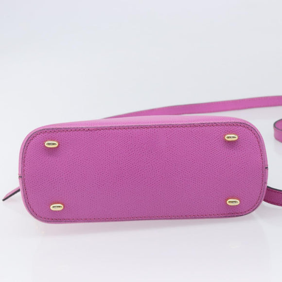 CELINE Hand Bag Leather 2way Pink Gold Tone Auth 205901A