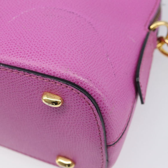 CELINE Hand Bag Leather 2way Pink Gold Tone Auth 205901A