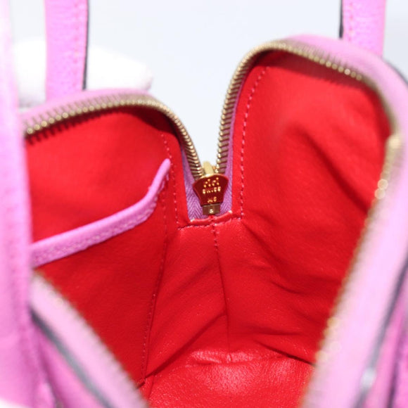 CELINE Hand Bag Leather 2way Pink Gold Tone Auth 205901A