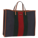 GUCCI Web Sherry Line Hand Bag Wool Gray Silver 295266 Auth 205906V-1