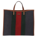 GUCCI Web Sherry Line Hand Bag Wool Gray Silver 295266 Auth 205906V-13