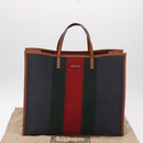GUCCI Web Sherry Line Hand Bag Wool Gray Silver 295266 Auth 205906V-12