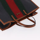GUCCI Web Sherry Line Hand Bag Wool Gray Silver 295266 Auth 205906V-14