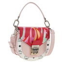MCM Vicetos Tracy Shoulder Bag PVC Leather Pink Silver Auth 205914V-1