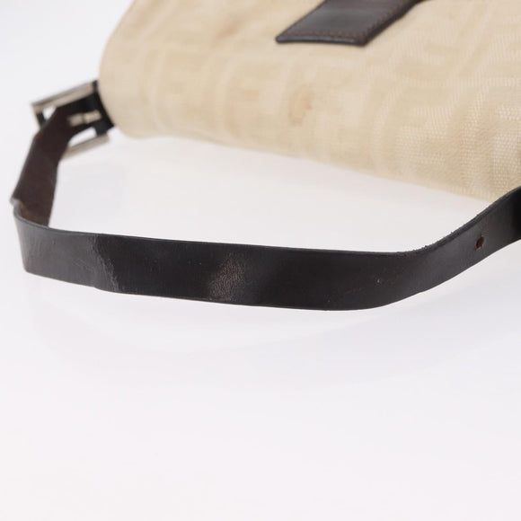 FENDI Zucca Canvas Mamma Baguette Shoulder Bag Ivory Silver Auth 205920