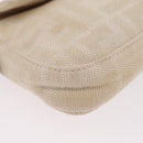 FENDI Zucca Canvas Mamma Baguette Shoulder Bag Ivory Silver Auth 205920-19